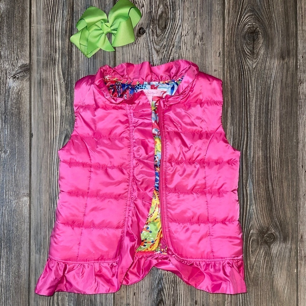 Lilly Pulitzer Pink Ruffle Puffer Vest